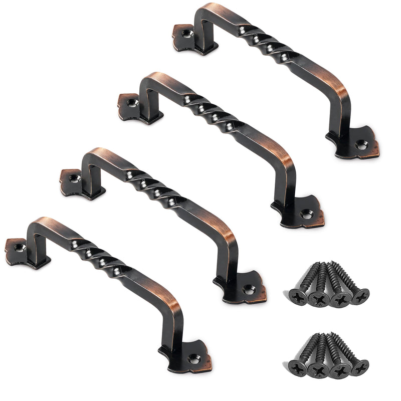 OVOV 4 Pack Barn Door Pull Handle Hardware for Wooden Garden Gate Shed Cabinet Door (Copper) 6inch 4Pcs Copper