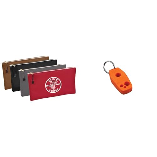 Klein Tools 5141 4-Pack Canvas Zipper Tool Bag Bundle with MAG2 Screwdriver Magnetizer/Demagnetizer