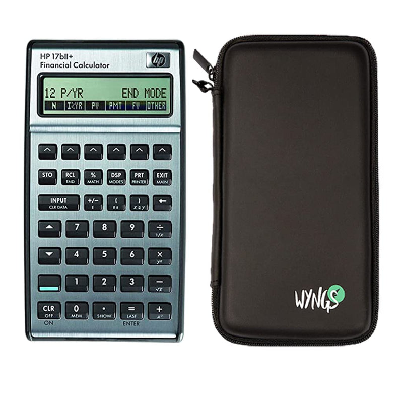 HP 17B II Plus/Hewlett Packard 17BII+ Financial Scientific Calculator + WYNGS Protective Case Black