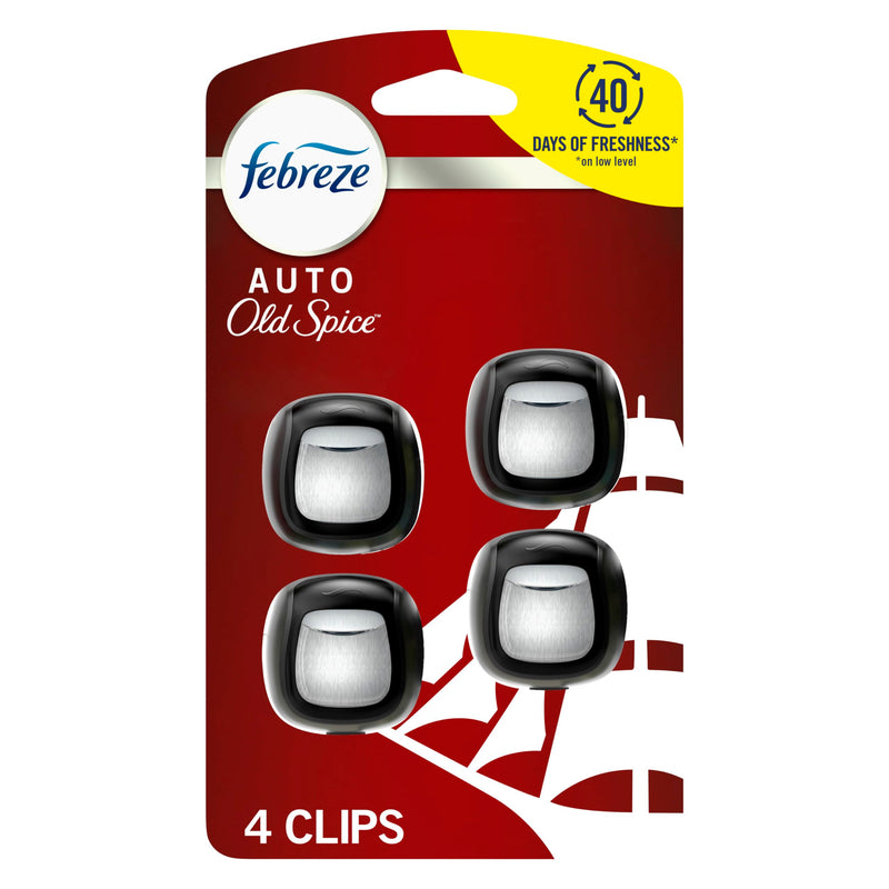 Febreze Car Air Freshener Vent Clip Old Spice Scent, .07 oz. Car Vent Clip, Pack of 4 0.28 Fl Oz (Pack of 1) OldSpice