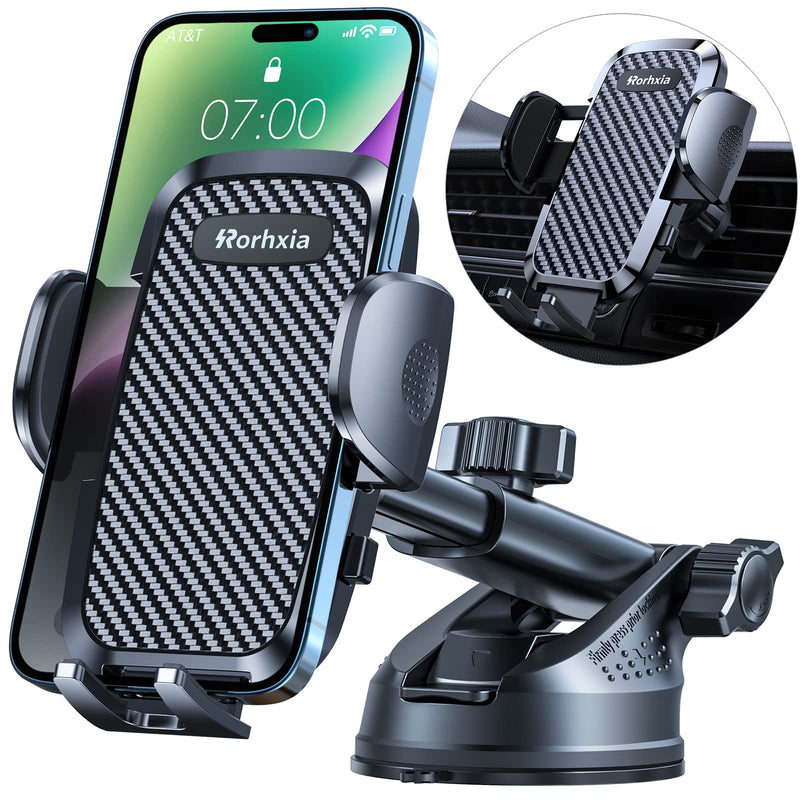 3-in-1 Phone Mount for Car [2024 Most Stable and Flexible Suction Cup] Vent Dashboard Windshield Cell Phone Holder Car Fit for iPhone 15 14 13 12 Pro Max Samsung S23 S22 S21 All Phone Black