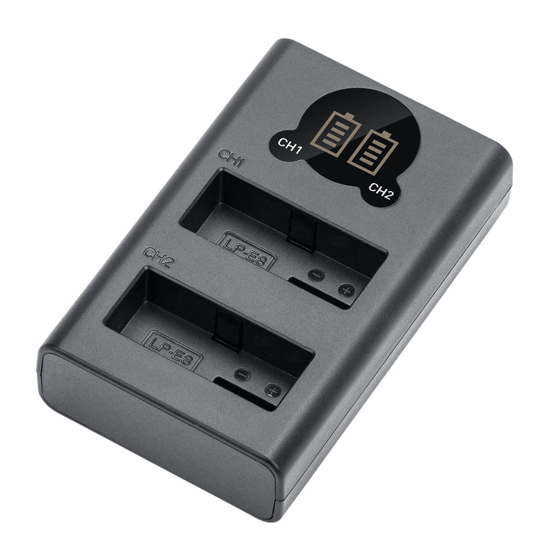 Kimaru Double Slot LP-E8 Battery Charger for Canon LC-E8 LC-E8C LC-E8E Charger, EOS Rebel T2i, T3i, T4i, T5i, 550D, 600D, 650D, 700D, Kiss X4 X5 X6i X7i Cameras.