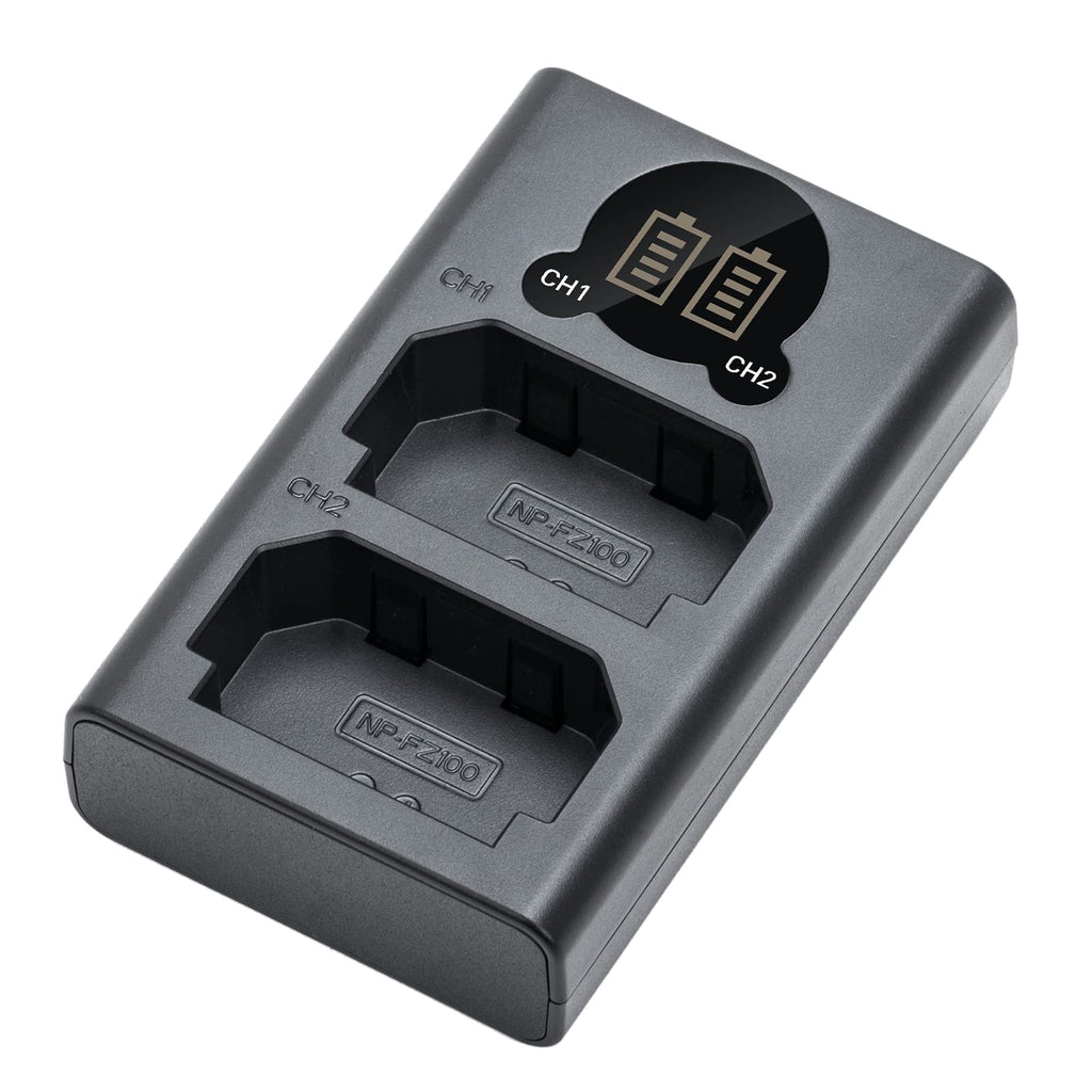 Kimaru NP-FZ100 Battery Charger, Double Slot NP-FZ100 Charger for Sony BC-QZ1 Charger, Alpha FX3, FX30, A1, A7C, A9, A9 II, A7R III, A7R IV, A7S III, A7 III, A7 IV, A6600 Cameras.