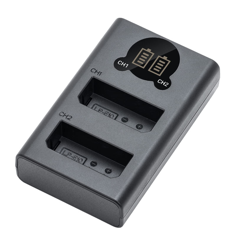 Kimaru LP-E10 Battery Charger, Double Slot LP-E10 Charger for Canon LC-E10 LC-E10C Charger, EOS Rebel T7, T6, T5, T3, T100, 4000D, 3000D, 2000D, 1500D, 1300D, 1200D, 1100D Cameras.