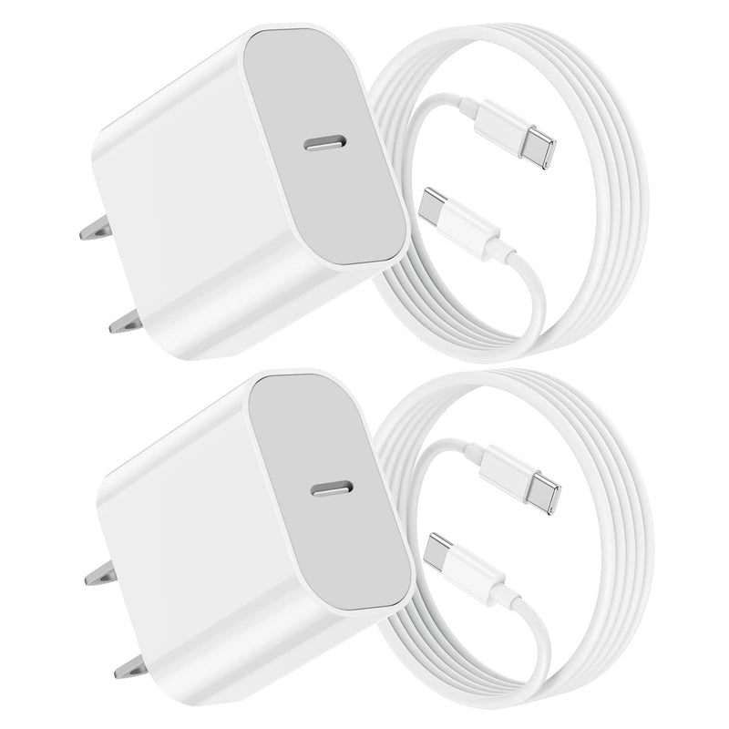 20W iPad Fast Charger USB C for iPad Pro 12.9,11 inch 2021/2020/2018, New iPad Air 5th/4th 10.9 inch 2022, Apple-iPad Mini 6 Gen 2021, PD Wall Charging Block with 6Ft USB C to C Charging Cable（2pack） 2Pack6Ft White 2