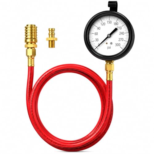 Moker TU-32-20 Compuchek Fuel Pressure Test Gauge, 0-300 PSI, Fits Cummins & Other Diesel Engines with Compuchek Ports, 6-Foot Hose for Road Testing