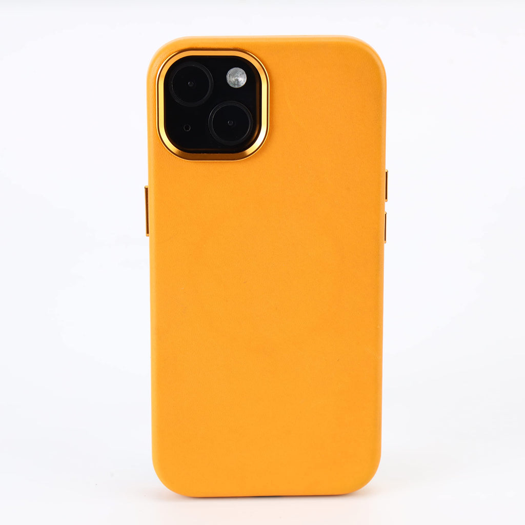 Dawn DG.works Premium Natural Leather Wrapped case | Compatible with Strong Wireless Charging | 13 (Mustard) Mustard