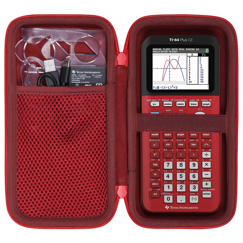 co2CREA Hard Case compatible with Texas Instruments TI-84 Plus CE/TI-84 Plus/TI-Nspire CX II CAS/TI-Nspire CX II/TI-83 Plus/TI-89 Titanium/TI-86 Color Graphing Calculator, Radical Red Radical Red Case