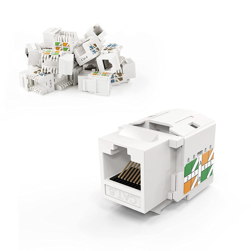 CableCreation Cat6 Keystone Jack RJ45 Keystone Jack, 60-Pack Keystone Cat6 Modular Female Connectors, White