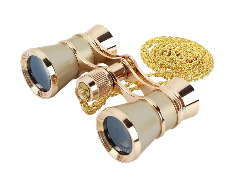 AouloveS Opera Glasses Binoculars 3 X 25 Compact and Lightweight Optical BK7 Theater Glasses with Chain for Adults Kids Women in Concert Theater Opera (Gold) Gold