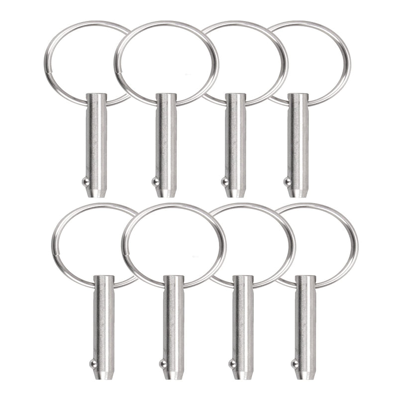 8 PCS Quick Release Pins Bimini Top Pins, Diameter 1/4"(6.3mm), Overall Length 2"(51mm), Usable Length 1.5"(38mm), Marine 316 Stainless Steel 8 Pieces