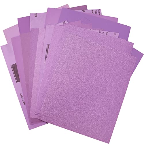 24 Pcs Wet Dry Sandpaper 60/80/120/150/180/240/320/400 Grit Sanding Sheets Assorted kit 9x11'' Alumina Abrasive Sand Paper for Furniture polishing,Metal Sanding etc.N-021-60~400