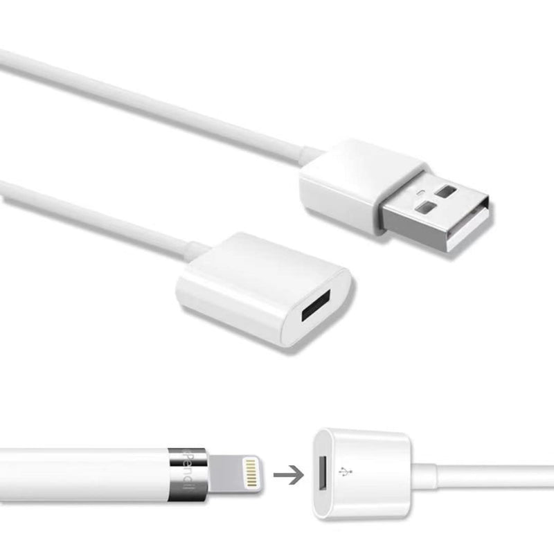 Design for Apple Pencil Charging Adapter Compatible with Apple Pencil 1st Generation,3.3FT iPencil 1 Gen Accessories Charger Cable Help for i Pad Extend Battery Life & Protect Charging Port (1 Pack) 1 Pack 3.3 FT