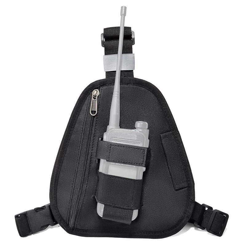 TWAYRDIO Radio Chest Harness Chest Pack Shoulder Radio Holster with an Adjustable Single Radio Pouch for Baofeng Retevis Yaesu Handheld Two-Way Radios and Walkie Talkies
