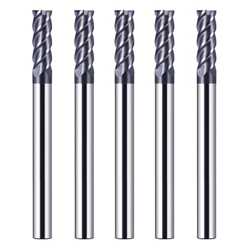 5-Piece Carbide End Mill 4 mm 4 Teeth / 4 Cutting Edges HRC 55 AlTiN Black Coating Solid Carbide Milling Cutter for Steel, Metal, Wood, Acrylic, Plastic (4 mm) 4mm-5 Stücke