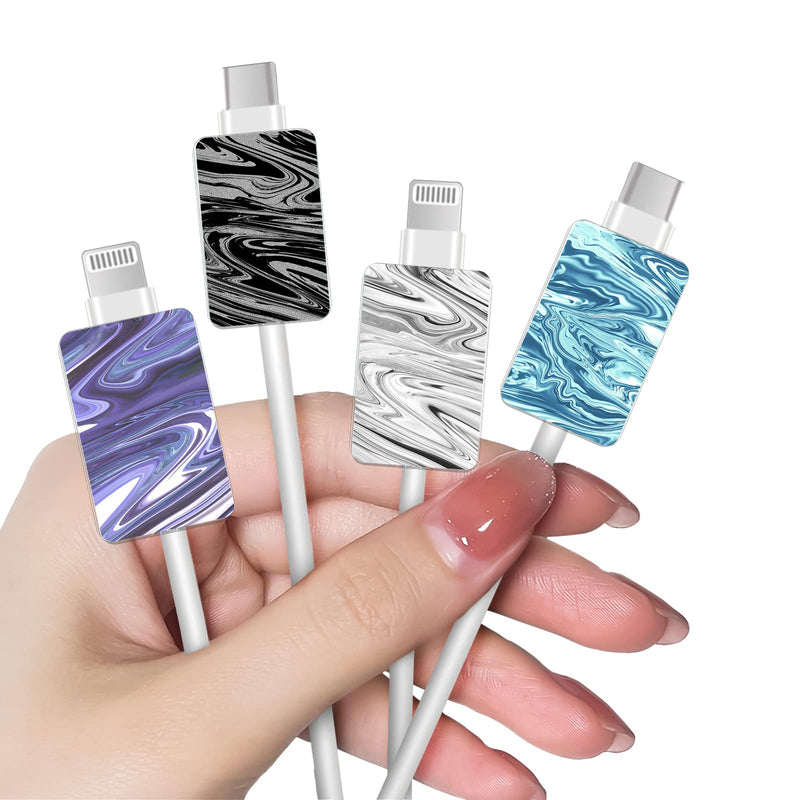 Colorful Cable Protector for iPhone Charger for Women Girls Kawaii Print with Chinese Watercolor Inks Pattern Phone Cable Protector,Charging Data line Cord Saver,Cable Chomper,Cable Wire Protector