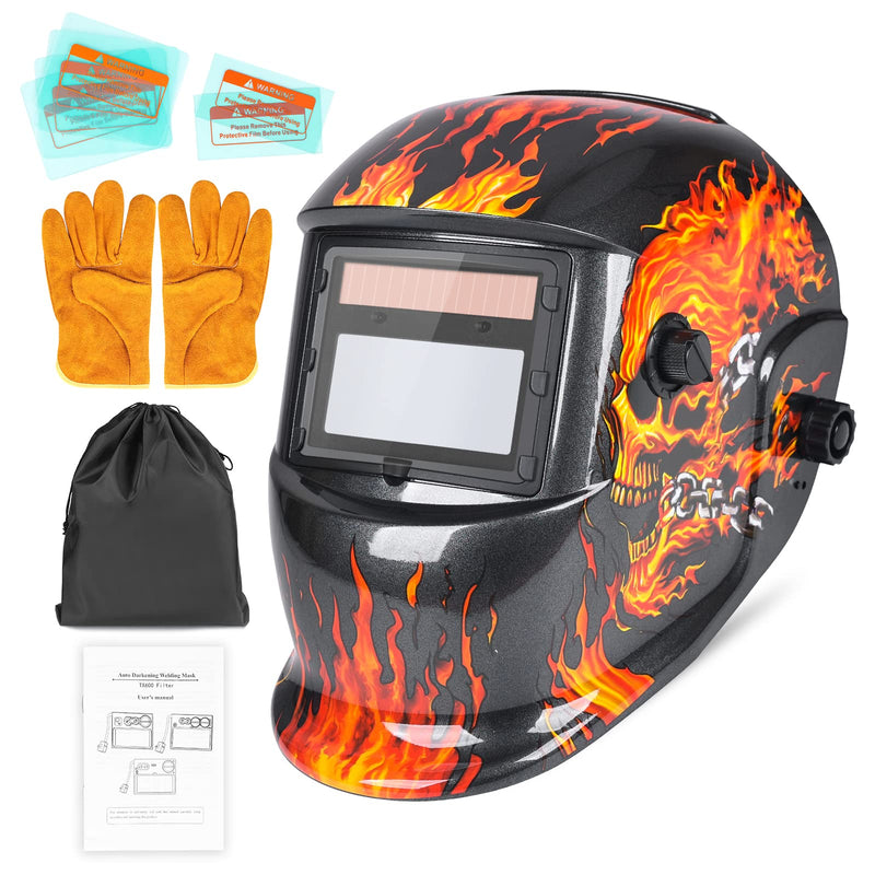 Welding True Color Helmet Auto Darkening Hood with Adjustable Shade Range 4/9-13 for TIG MIG ARC Welder Mask Red