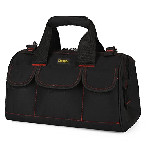 FASTECH 22-inch Heavy Duty Tools Bag With Wide Mouth For Tool Storage, Carrier and Organizer, Tote Bag for Men, Wide Mouth Tool Bag With Inside Pockets (22Inch) Red