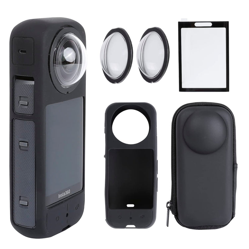 PellKing Camera Protective Accessories Kit for Insta360 X3, Inst 360 X3 Bundle Include Lens Guard/Silicone Protective Cover/Screen Protectors/Camera Case