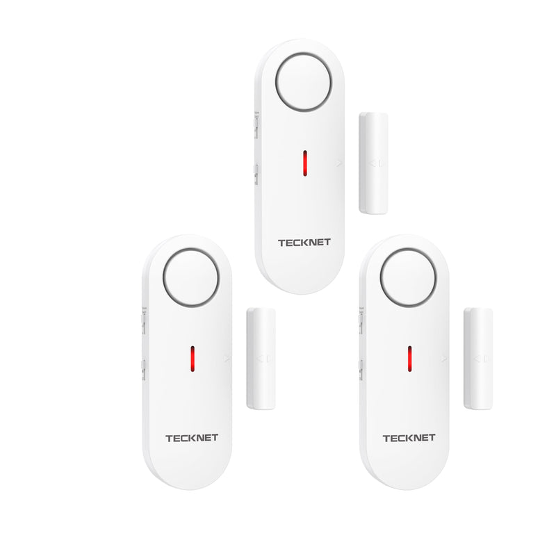 TECKNET Door Alarms for Kids Safety, Window Alarm Pool Alarms Door Alarm for Home Security, 2-in-1 Alarm & Chime, 3-Level Volume Control, Wireless Alarm for House Hotel Cars Sheds Caravans (3 Pack) White-3Pack