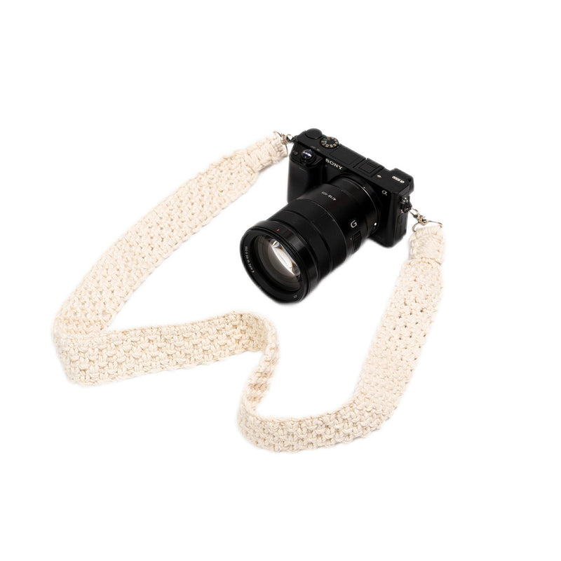 TIPFIT Macrame Camera Strap Bag Shoulder Strap Woven Natural Cotton Cord Bag Strap for Women, Men (White,39.3 x 1.5 Inches) White