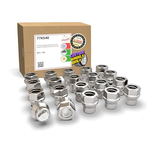 Wheel Accessories Parts 20 Pcs 7/16"-20 Thread ET Bulge Acorn (Extra Thread) 1.00" Long Lug Nuts Bright Zinc 3/4" 19mm Hex Fits Many Classic Chevrolet, Buick, Pontiac Vehicles 3/4" Hex Open ET Bulge Chrome