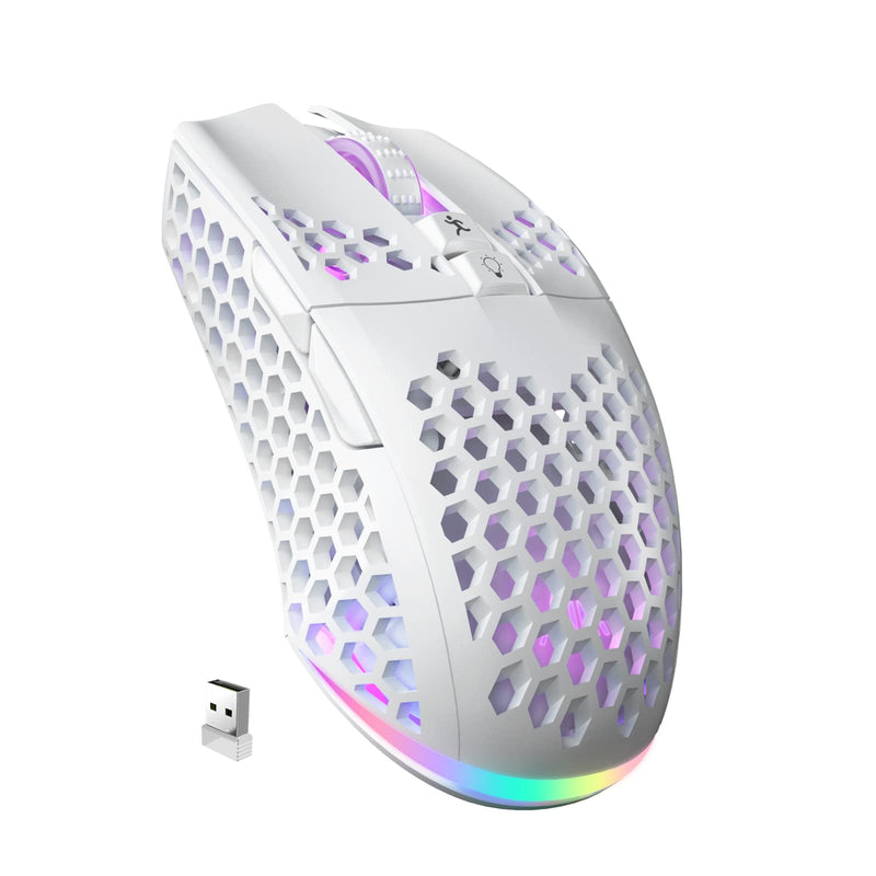 SM600 White Wireless Gaming Mouse,8000 DPI Tri-Modes BT5.1/Type-C Wired/2.4G Wireless Mouse with 2 Side Buttons, Programmable Macro Gamer Mouse with RGB Light for Laptop/PC/Mac SM600 PRO
