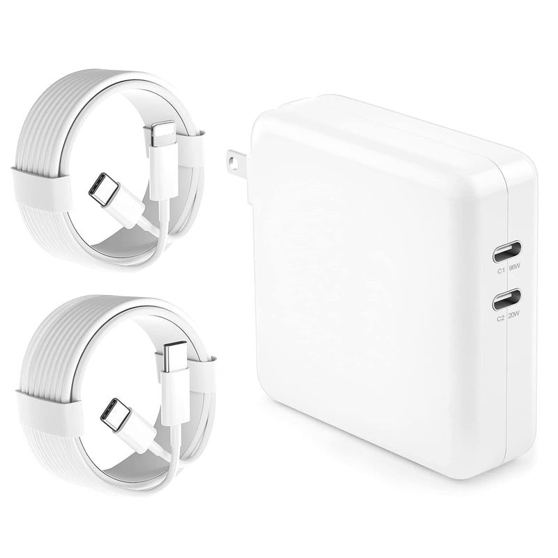 Mac Book Pro Charger - 116W USB C Charger 2 Ports Power Adapter Compatible with MacBook Pro 16, 15, 14, 13 Inch, MacBook Air 13 Inch, iPad Pro and More USB C Devices, Include 2 Cables