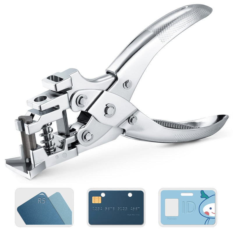 3 in 1 Badge Slot Hole Punch for ID Card: IMLIKE Handheld Card Puncher Suitable for PVC Material, Business Cards and Cardstock(1/8"×33/64" Slot Hole, 3/16" Round Hole and R5 Corner Rounder in one) 3-in-1 Multi-Function