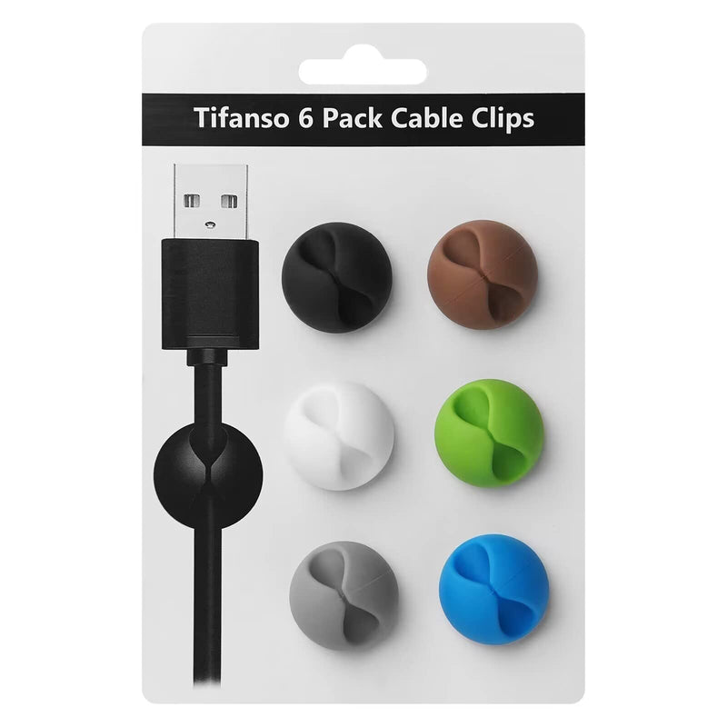 tifanso Cable Clips Cord Holder - 6pcs Cable Wire Organizer, Adhesive Cord Holder for Desk, Cord Clips, Cord Cable Clip, Cable Holder Wire Holders for Cords, Nightstand, Home and Office (Colorful) Colorful