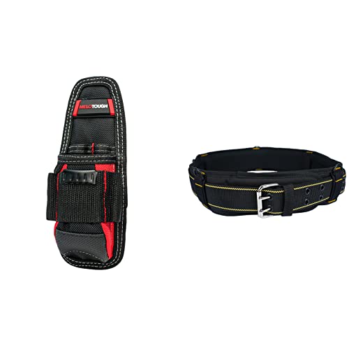 Small Tool Holder, Min Work Organizer Tool Pouch and Knife Holder with Snap Clip+Tool Belt with D Ring for Men Adjustable for 32"-50" Waists Heavy-Duty Work Belt Metal Buckle