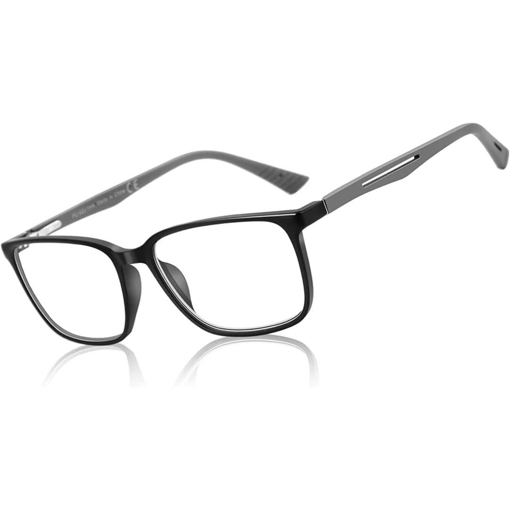 BLUEMOKY Blue Light Reading Glasses for Men，Sport Square Frame Readers, Anti Glare Computer Glasses Black 0.0 x