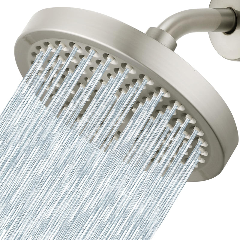 Voolan High Pressure Rain Shower Head, 6" Pressure-Boosting, Ideal for Replacement Fixed Bathroom Showerheads, Easy to Install, Renter-Friendly (Brushed Nickel) Brushed Nickel