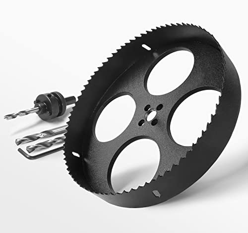 9-1/4 Inch Hole Saw with 1/2" Hex Shank Quick Change Arbor, JTemgle Bi-Metal Hole Saw Heavy Duty Hole Cutting Tool for Cornhole Boards, Recessed Lights, Wood, Plastic, Drywall & Soft Metal 9-1/4"