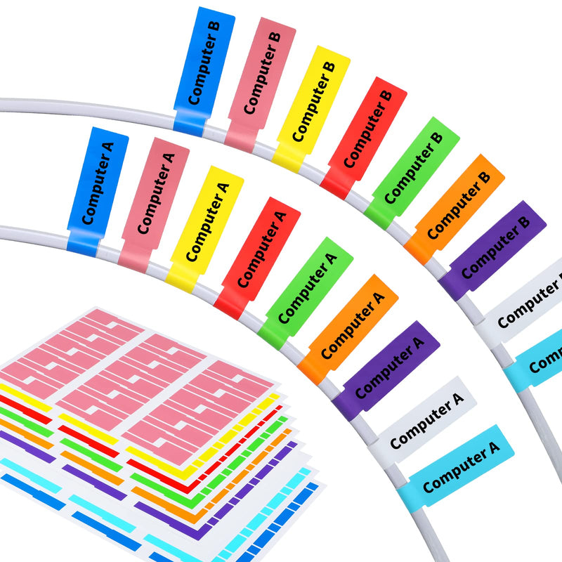 HiviHata 540 Cable Labels Management, Waterproof and Durable, 9 Colors & 2 Sheets, Cord Organizer Tags for Electronics, Charger Cable Organizer, Ethernet, Wire Markers
