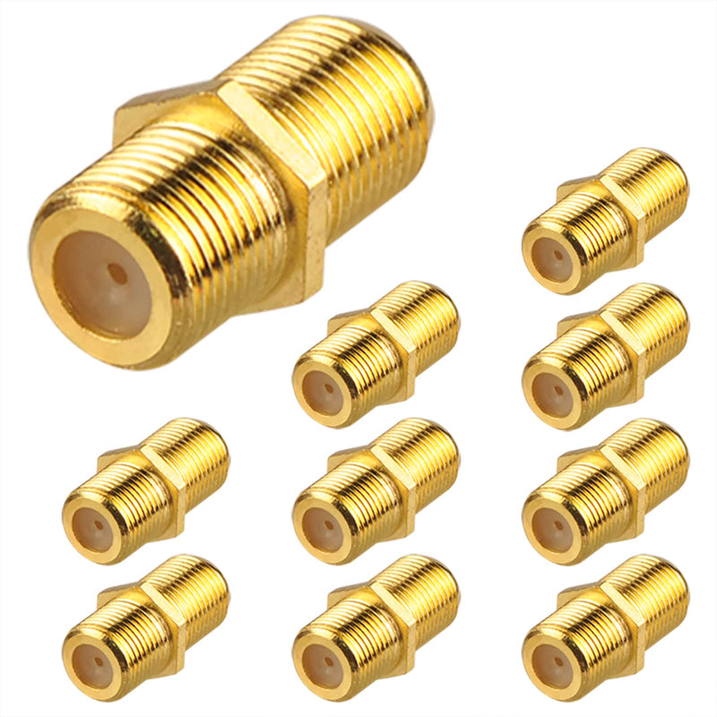 VCE Coaxial Cable Connector 10 Pack, Gold-Plated Coax Female to Female Connector for RG6/RG59 Coaxial Cable Extend