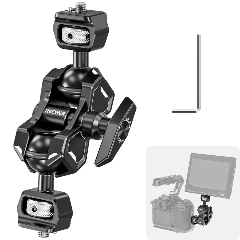 NEEWER Flexible Articulating Magic Arm with Dual Ball Heads with 1/4" Screws and Retractable Anti Twist Pin, Camera Field Monitor Mount Compatible with SmallRig Cage, UA009