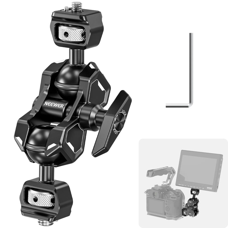 NEEWER Flexible Articulating Magic Arm with Dual Ball Heads, 3/8" Locating Screw for ARRI and 1/4" Screw with Retractable Pin, Camera Field Monitor Mount Compatible with SmallRig Cage, UA010