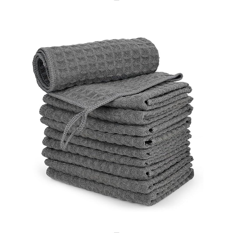 watchget Barista Micro Cloth 10 Pack, Microfiber Barista Cleaning Towels Microfiber Waffle Weave Kitchen Dish Cloth Coffee Bar Towel Coffee Machine Cleaning Cloth, Dark Grey(12"x12") Dark Gray