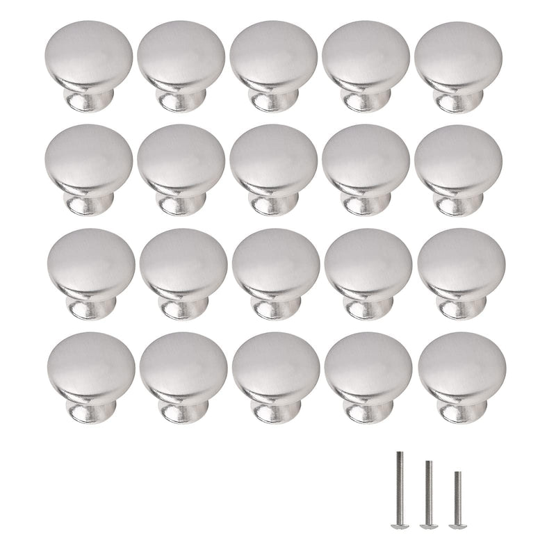 20x Satin Brushed Nickel Knobs Cabinet Hardware Round Mushroom Knob Wardrobe Drawer Pull Handles 30mm/1.18" for Kitchen Cupboard Furniture Chest Door Dresser Bathroom 20