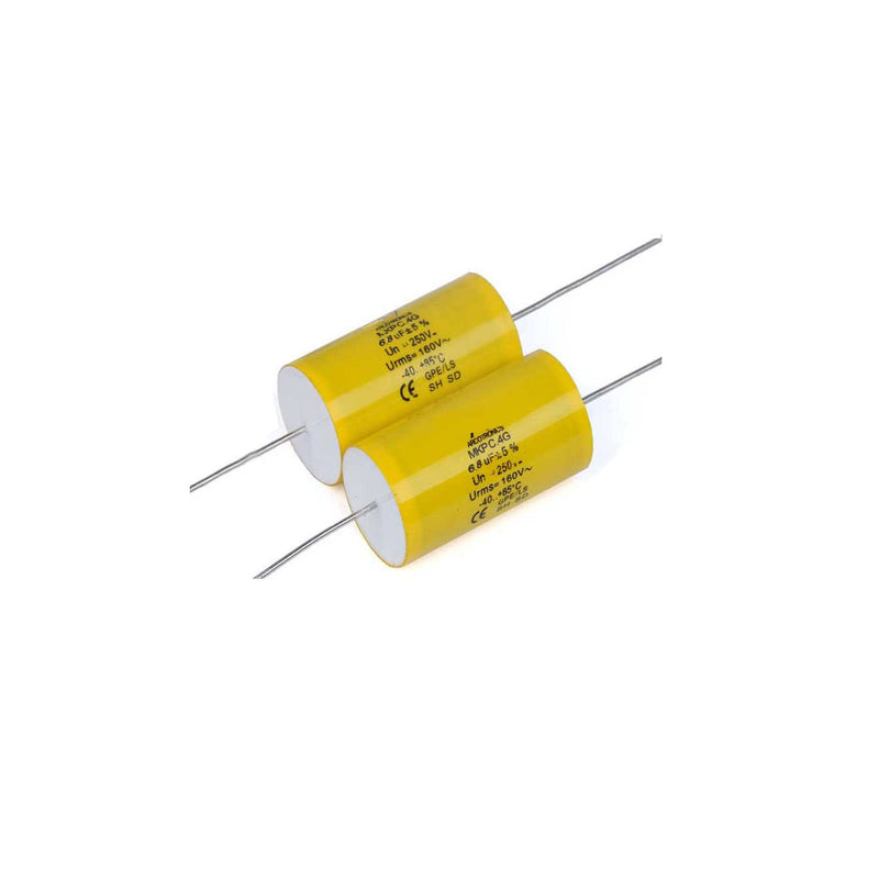 2pcs 6.8uF 250V Axial Audio Speaker Crossover stepless Film Capacitor 5% Audio Crossover Tweeter Precise Pairing 6.8uF 250V(2pcs)