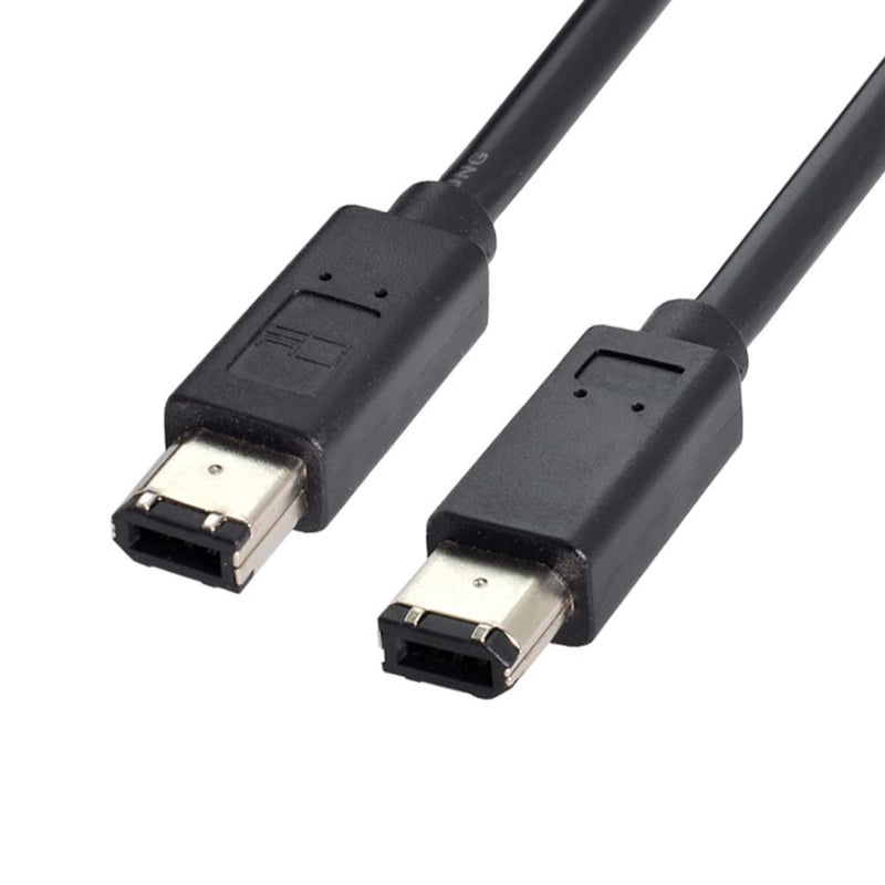 CY IEEE 1394 Firewire 400 6-pin to 6-pin Cable FireWire 400Mbps 6p to 6p Capture Cord 1.8m Black 6Pin Male-6Pin Male