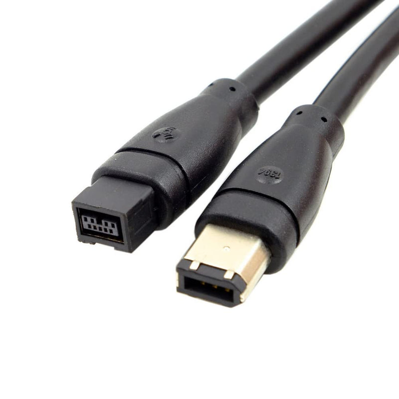 CY IEEE 1394 Firewire 800 9-pin to 6-pin Cable FireWire 800 to 400 9p to 6p Capture Cord 1.8m Black 9Pin Male-6Pin Male