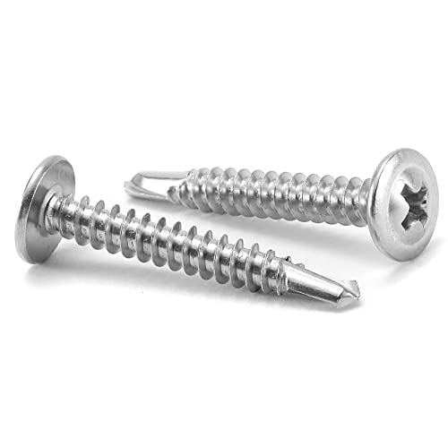 #8 x 1-1/4" Sheet Metal Screws 500PCS 410 Stainless Steel Truss Head Fast Self Tapping Screws by SG TZH #8 x 1-1/4" Silver 500