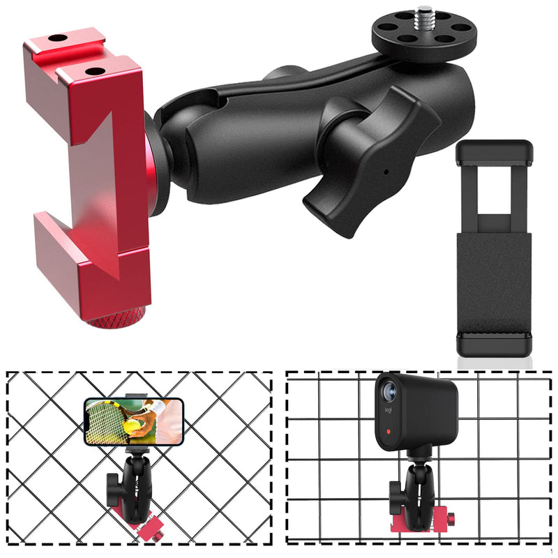 Smartphone Fence Mount- Tennis Camera Fence Mount for iPhone & Android,Mevo Start and More Action Camera,Phone Camera Holder for Tennis & Pickleball Training,Tennis Training Equipment Accessories