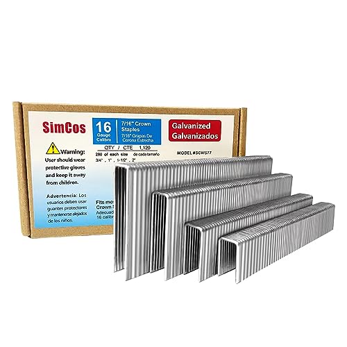 16 Gauge 7/16" Crown Staples (2",1-1/2" 1", 3/4"),1120-Pack