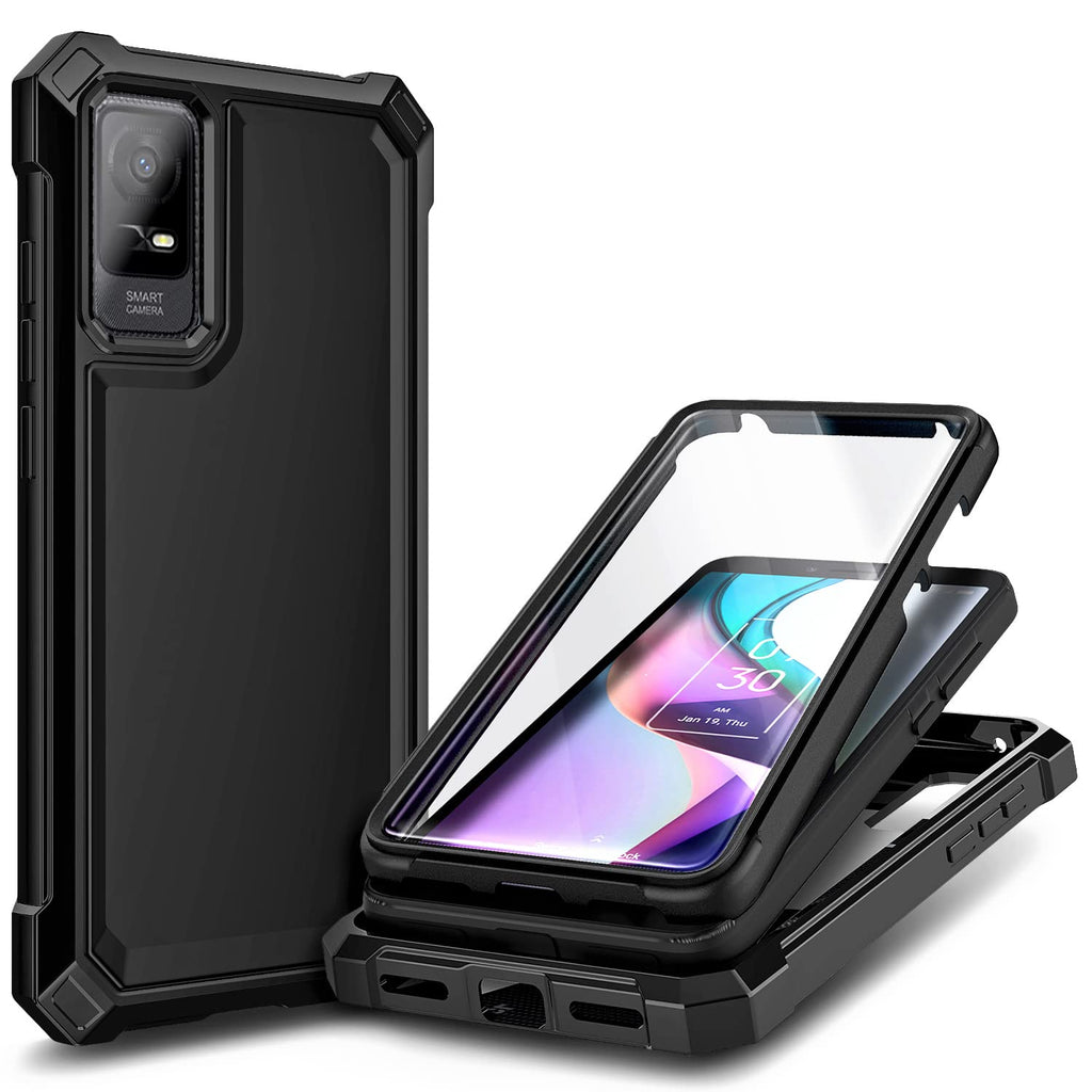 NZND Compatible with TCL ION X Case, TCL ION V with [Built-in Screen Protector], Full-Body Protective Shockproof Rugged Bumper Cover, Impact Resist Durable Case (Black) Black