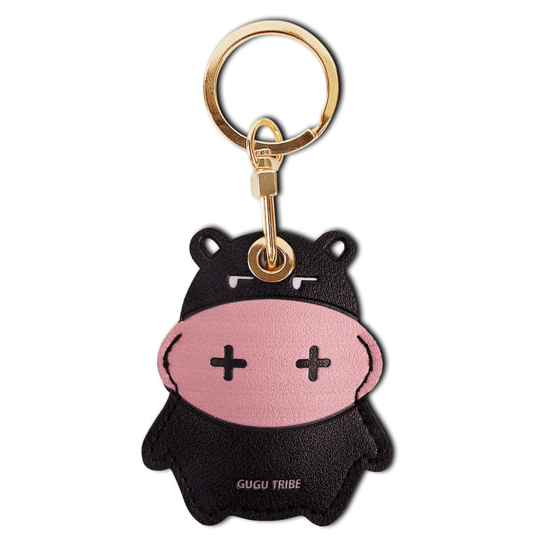 Leather Keychain Case Holder Compatible with Apple AirTag, GPS Airtag Keychain Finder Tracker with Key Ring, Anti-Scratch Protective Air Tag Cover for Keys, Wallet(Black Cow) Black Cow