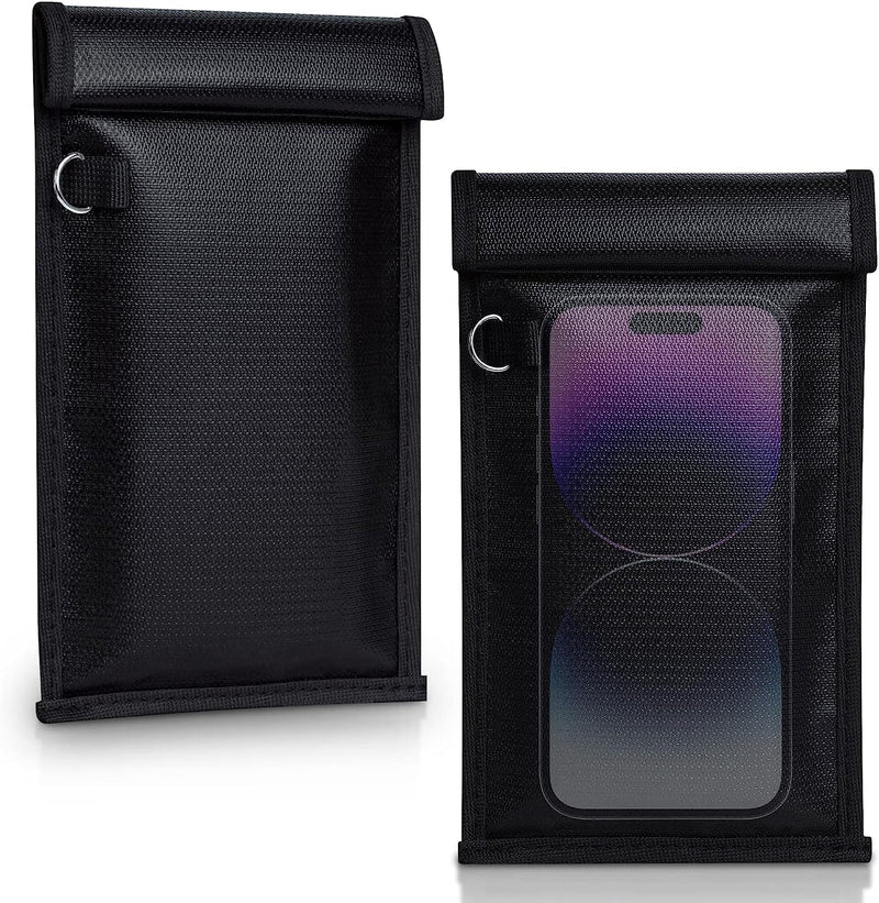Simket Faraday Bags for Phones and Car Key 2 Pack, Signal Blocking Pouch, Cell Phone Signal Jammer, Car Key/WiFi/RFID/GPS Signal Blocker Black (m) M(Up to Phone)