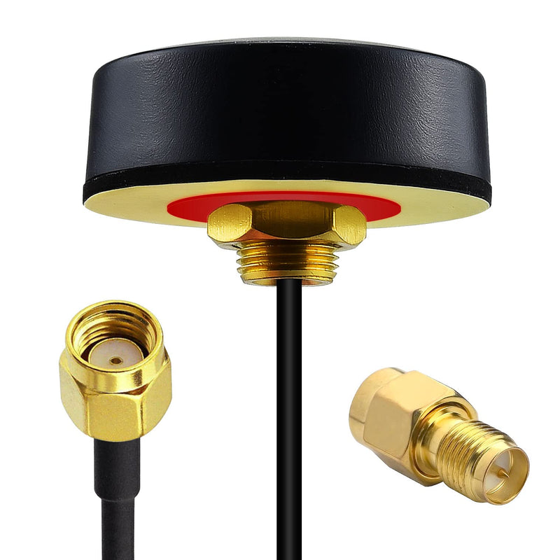 WiFi Puck Antenna Dual Band 2.4G 5.8 GHz, 5dBi Omni-Directional Mini Screw Mount RP-SMA Male Antenna 5ft Cable w/SMA Male to RPSMA Female Adapter for WiFi Router Hotspot Wireless Network Card 5ft /1.5m